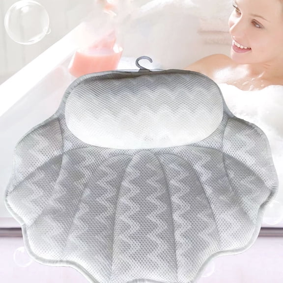 Bathtub Pillow with Suction Cups, Breathable Quick-Dry Bath Pillow for Neck and Back Support, Soft 4D Mesh Fabric, Non-Slip Stress Relief Bath Tub Pillow,Wave