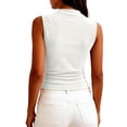 thumbnail image 4 of Stichou Women's Sleeveless Tops Ribbed Mock Neck Tank Top Slim Fitted Ruched Basic Layering Shirts 2026 Summer Spring Going Out Y2k Clothes White XL, 4 of 5