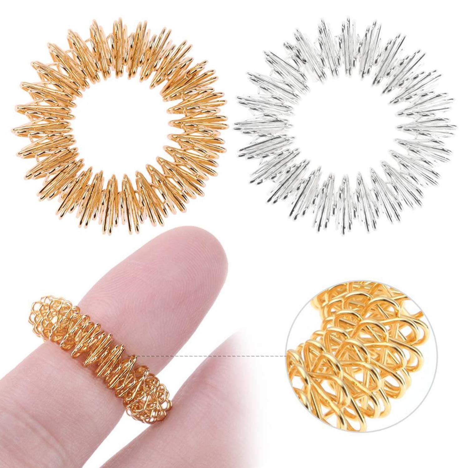 Spiky Sensory Finger Rings (Pack of 10), Highquality Stainless Steel