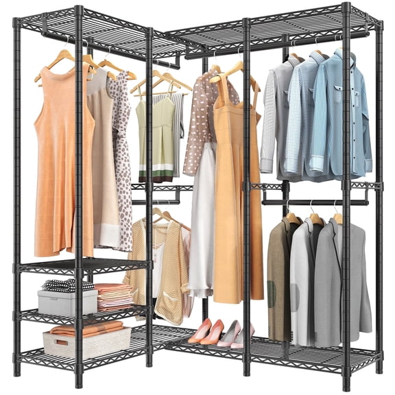 VIPEK L40 L Shaped Garment Rack Clothes Rack for Hanging Clothes, 53.75" L x 38" W x 75.6" H, Black
