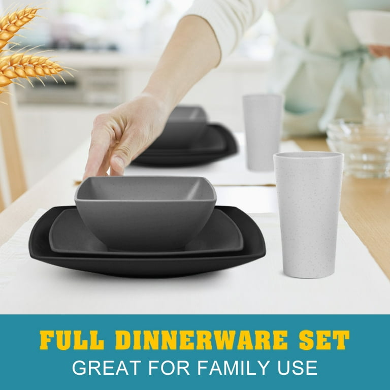 Square dinnerware clearance sets for 8