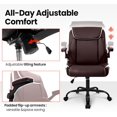 thumbnail image 5 of CRXX Office Desk Chair Executive Computer Ergonomic PU Leather Mid-Back Gaming Chair with Wheels Adjustable Flip-up Armrest Swivel for Home, Bedroom, Study (Brown), 5 of 7