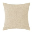 thumbnail image 2 of Curly Faux Decorative Throw Pillow Cover - Soft Polyester Cushion Case with Zipper for Home, Living Room, Bedroom, Sofa - 17x17 Inch (Beige), 2 of 6