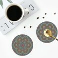 thumbnail image 4 of Fuzoiu Snowflake Colorful Print Leather Coasters Set,Drink Coasters Set of 4,for Tabletop Protection, Durable PVC Coasters,Home Décor and Housewarming Gift-Round Shape, 4 of 6