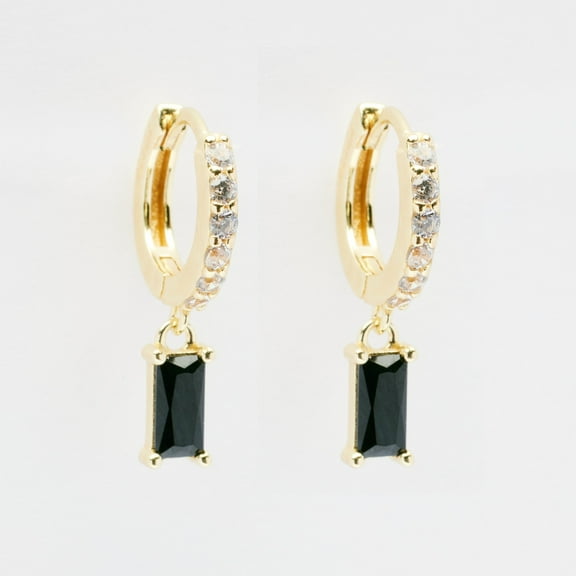 Carrie Gold Drop Baguette Huggie Earrings