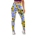 thumbnail image 5 of QAFOPEH Women Sunflower Print Workout Yoga Tummy Control High Waist Legging, 5 of 5