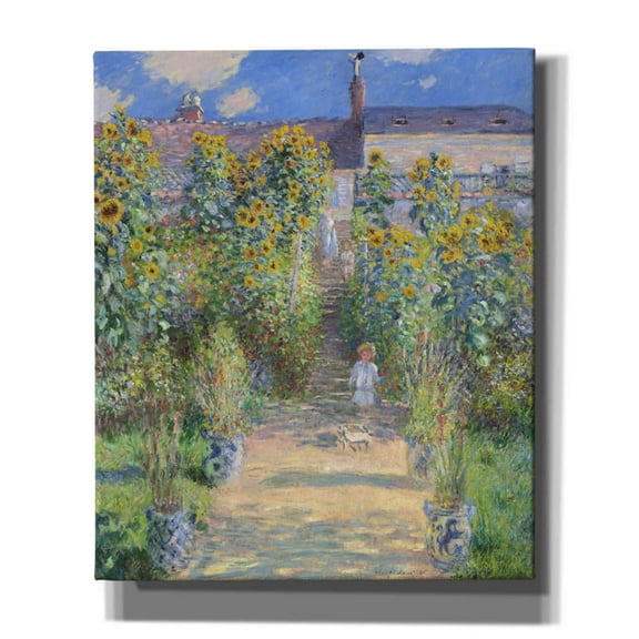 Epic Graffiti 'The Artist’s Garden At Vétheuil' by Claude Monet, Giclee Canvas Wall Art, 20"x24"