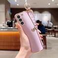 thumbnail image 4 of Samsung Galaxy S21 5g 6.2" Phone Case with Cute Love Heart Adjustable Wrist Strap Kickstand Luxury Plating Aesthetic Side Heart Cover Soft Silicone Shockproof Stand Holder Bumper (Purple), 4 of 6