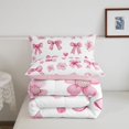 thumbnail image 5 of Manfei Cute Bow Cherry Blossom Full Size Comforter Sets,3D Cartoon Bowknot Print Bedding Comforter Set,Pink Reversible,3-Piece,1 Comforter and 2 Pillowcases, 5 of 7