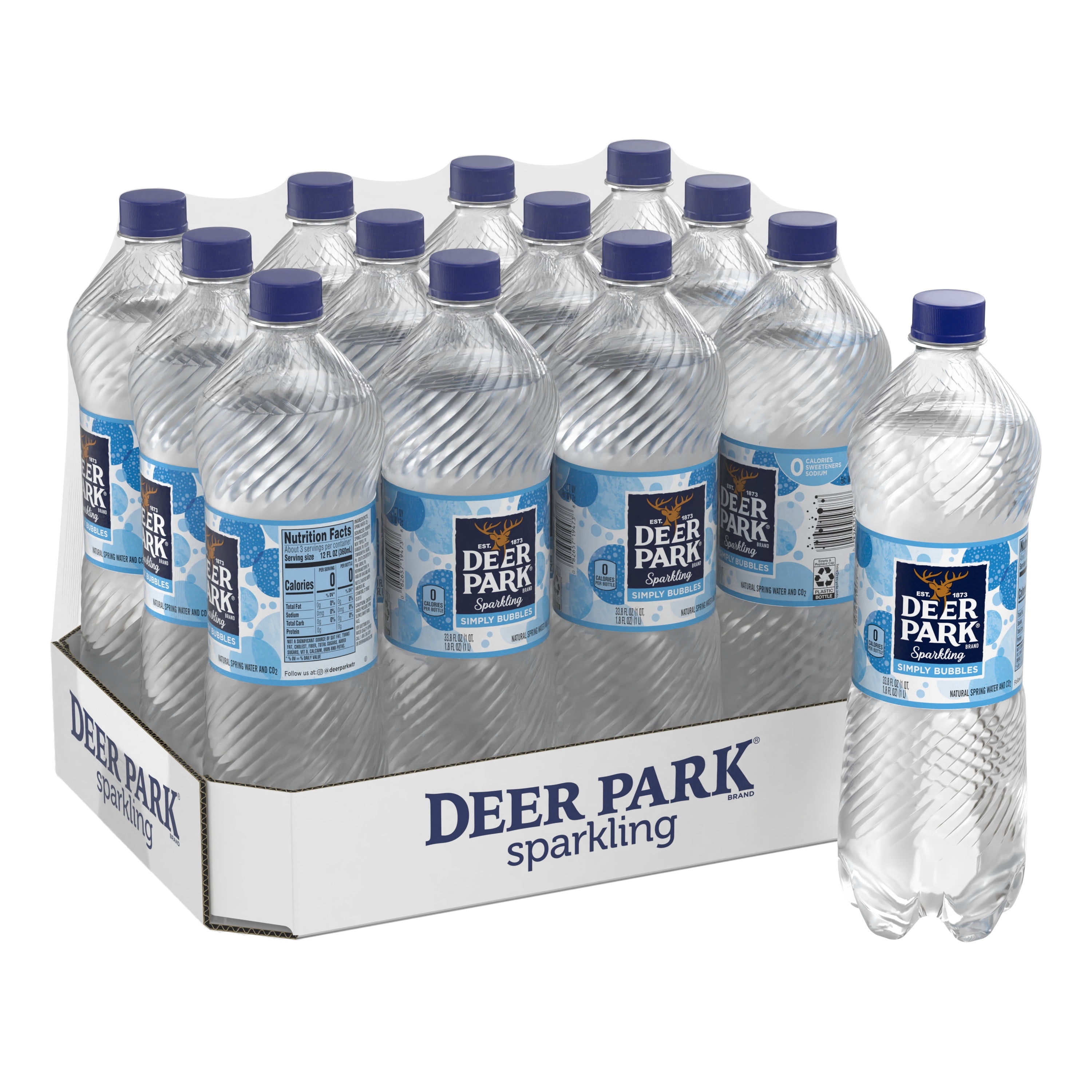 Deer Park Sparkling Water, Simply Bubbles, 33.8 oz. Bottles (Pack of 12)