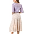 thumbnail image 3 of INSPIRE CHIC Women's 3/4 Lantern Sleeve Semi Sheer Retro Lace Tops M Purple, 3 of 6