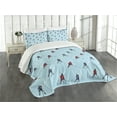 thumbnail image 3 of Ambesonne Sport Quilted Bedspread Set 3 Pcs, Ice Hockey Pattern Winter, King Size, Blue Red Black, 3 of 5