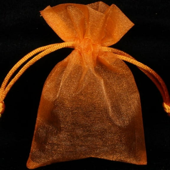 Club Pack of 36 Orange Solid Organza Gift Bags 4" x 3"