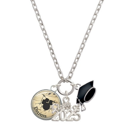 Delight Jewelry Silver-tone Domed Music – Drums – Silver-tone Class of 2025 Graduation Zoey Necklace 28