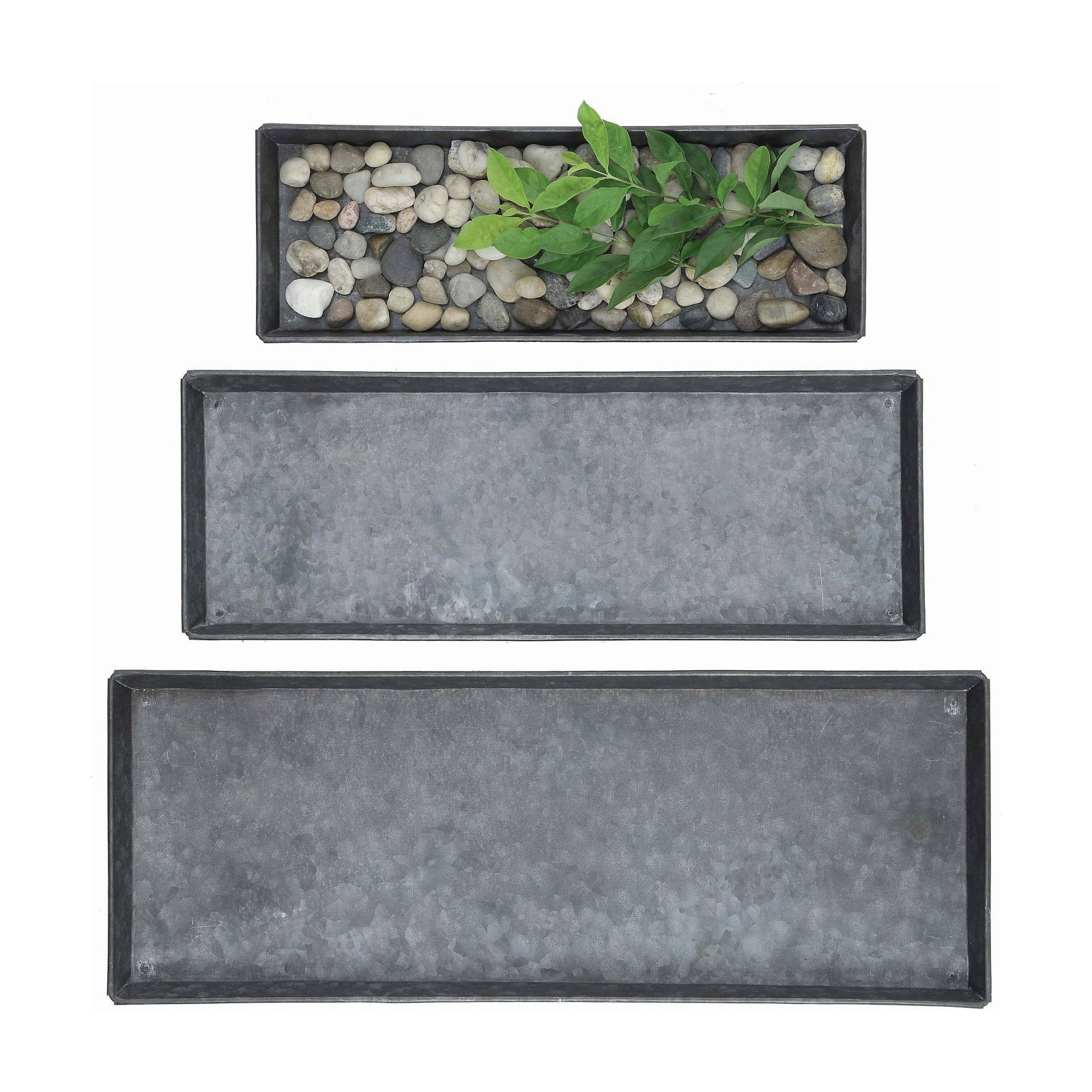 3R Studios Decorative Rectangle Zinc Trays - Set of 3