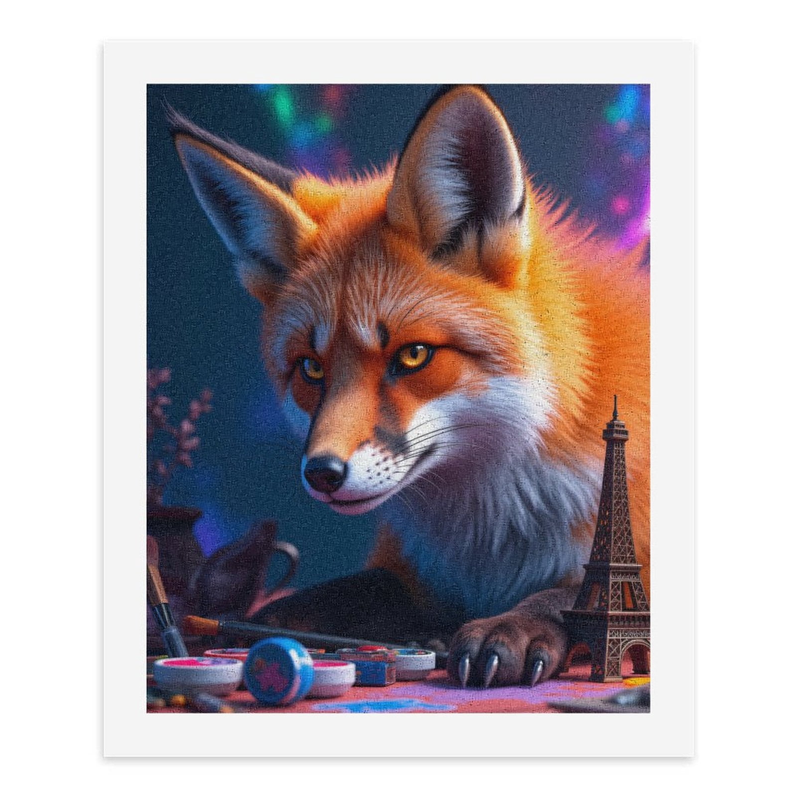 Paint By Numbers Kit for Adults Beginner - Fox Creative Art Supplies Eiffel DIY Canvas Painting Kits for Adults, Frameless Paint By Number for Adults for Home Wall Decor 16x20 Inch