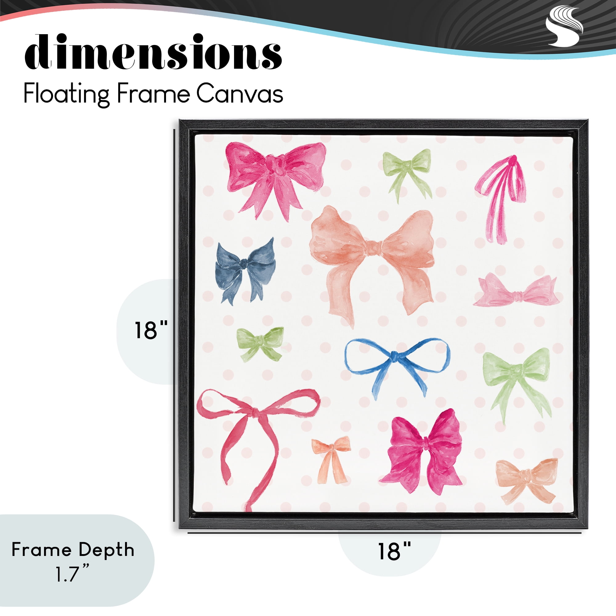 Stupell Industries Colored Bows on Plaid Black Framed Floater Canvas Wall Art, design by Lucille Price