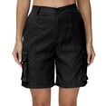 thumbnail image 5 of Mohiass Bermuda Shorts for Women Cargo Shorts Knee Length 6 Pockets Elastic Waist Long Shorts for Summer Casual Black M, 5 of 8