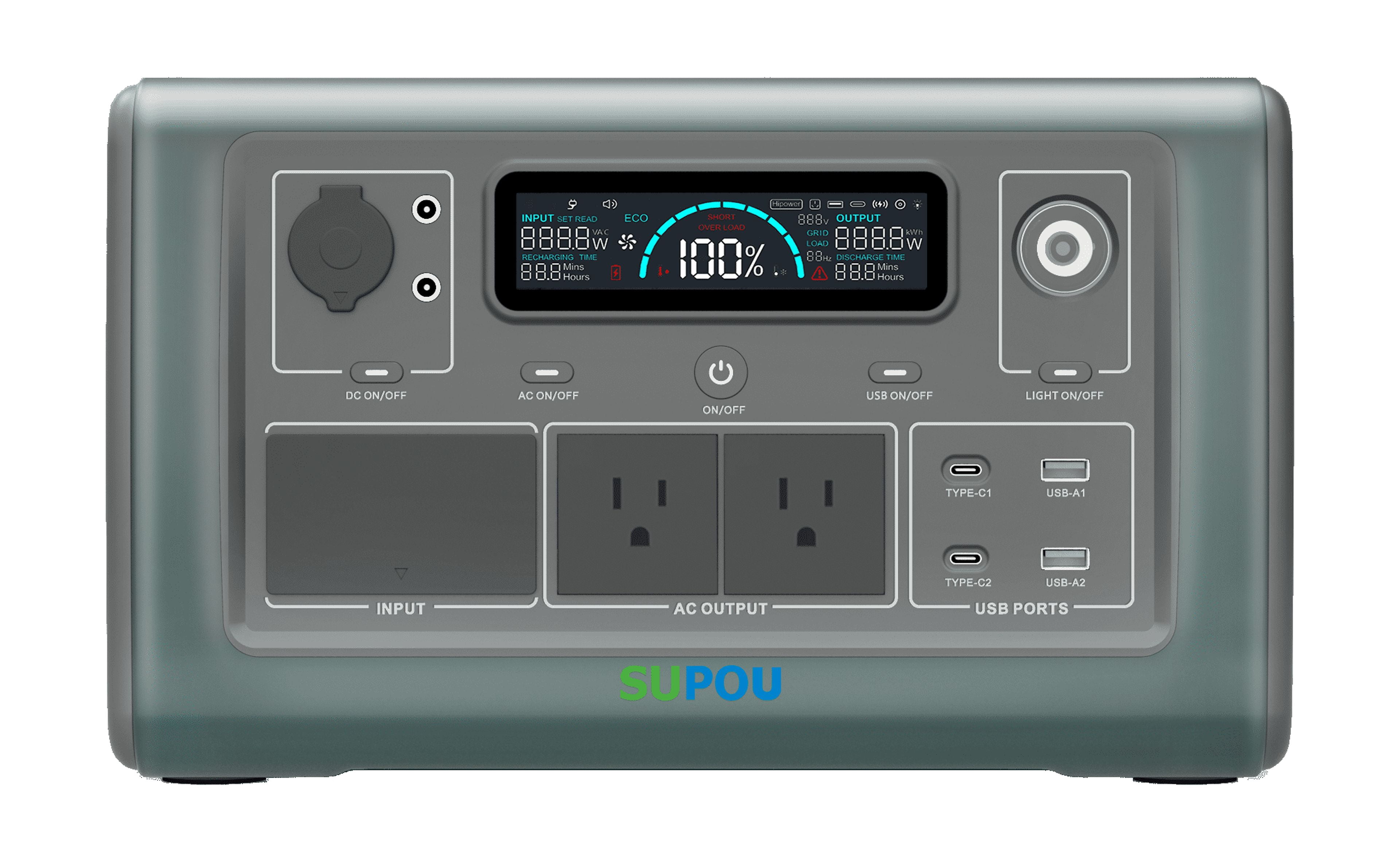 SUPOU SUP0800U 800W(Peak 1600W) Portable Power Station, 768Wh LiFePO4 battery, 120Vac, 6.7A,50/60Hz, Portable Generators for Home Use, Outdoor Car Camping, Emergency