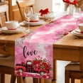thumbnail image 5 of Valentine's Day Table Runner - 70 Inch Long Red Plaid Truck Love Roses Leaves Pink Cotton and Linen Blended Dress Scarves Farmhouse Table Runner for Kitchen Dining, Coffee Table, 13" x 70", 5 of 8