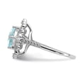 thumbnail image 3 of Solid 14k White Gold Aquamarine Vintage Diamond Halo Engagement Ring Size 6 (.316 cttw.), 3 of 8