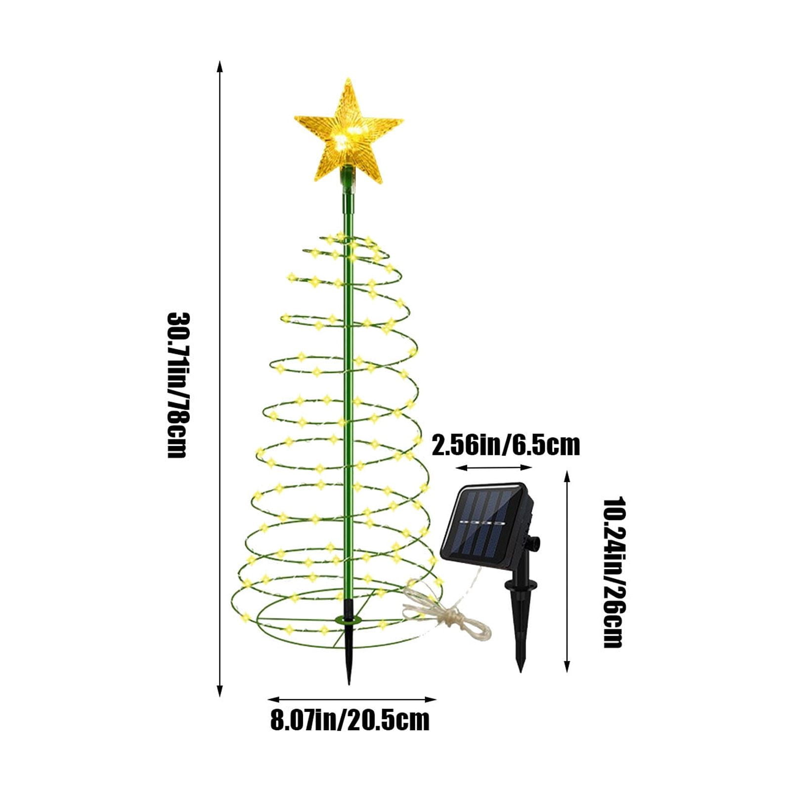 Kezqiaxn Outdoor Christmas Decorations, Solar Helix Christmas Trees LED Lights, Light Up Xmas Metal Pathways Markers with Stake, Yard Lights for Outdoor Winter Patio Walkway Driveways Green