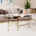 thumbnail image 3 of Harper & Bright Designs Round Nesting Coffee Table Set of 2, Golden Metal Center Table with Storage Drawers and Sintered Stone Top for Living Room, White & Black, 23.6'' & 17.7'', 3 of 15