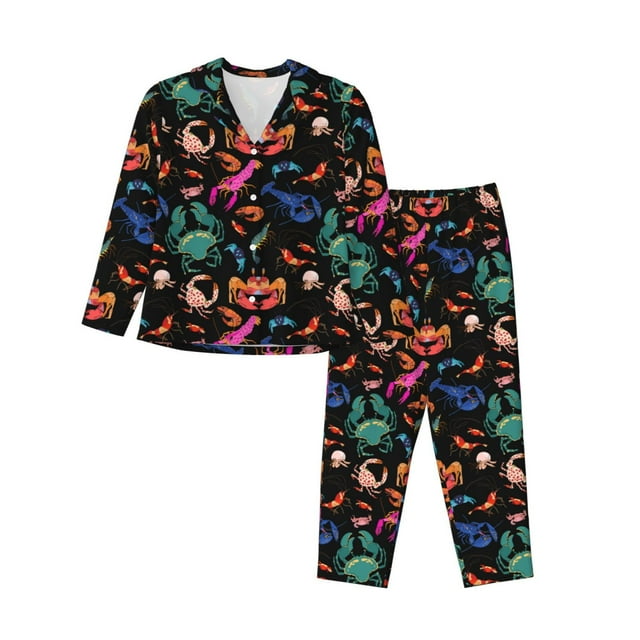 Bingfone Animals Under Water Print Womens Pajama Sets,Long Sleeve Loungewear Pajamas Set-Small