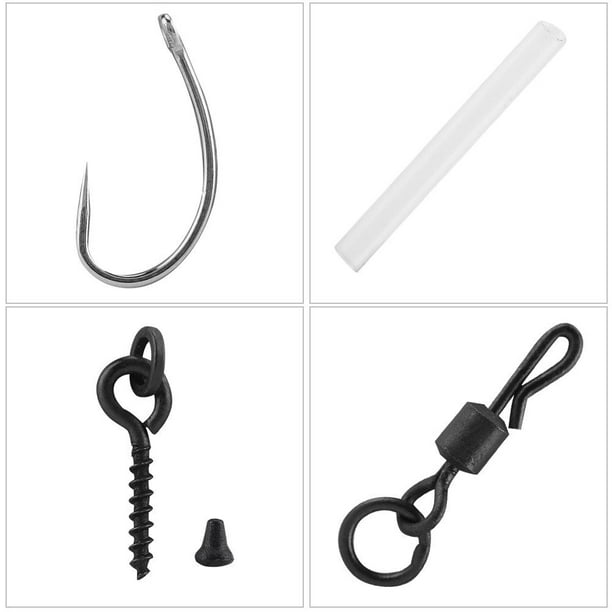 Qiilu Carp Fishing Hooks Swivels Tube Bait Screw Stoppers Set for Ronnie  Rigs Accessory, Fishing Hook Stopper,Fishing Tackle 