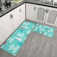 thumbnail image 2 of Turquoise Christmas Tree Pattern Kitchen Rugs Sets Of 2,Anti Fatigue Kitchen Mat Rugs Non Slip Washable,Decorative Kitchen Floor Mats for Kitchen,Sink,Laundry,17"x30"+17"x47", 2 of 7