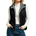 thumbnail image 3 of Mittory Women Reversible Fleece‑Lined Quilted Vest, Sleeveless Full‑Zip Stand Collar Outerwear with Side Pockets, 3 of 6