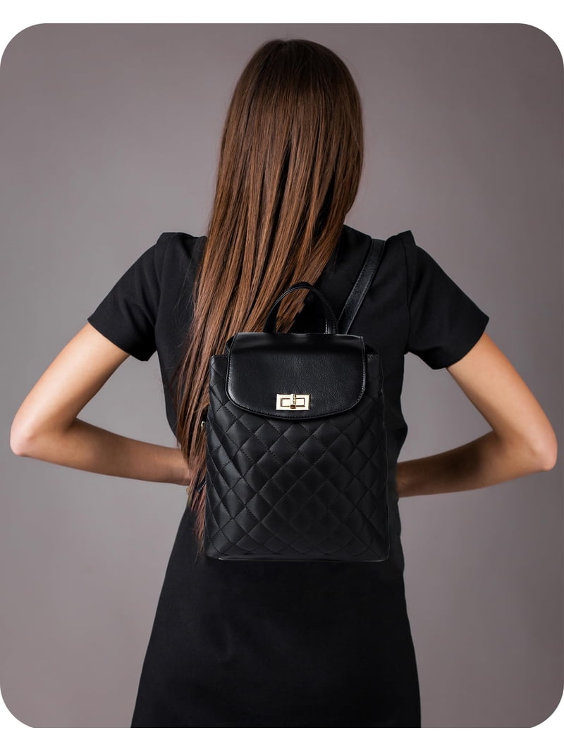 Nollia Vegan Leather Quilted Mini Backpack - Water Resistant  display picture 1