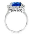 thumbnail image 3 of Pompeii 6 1/2 Ct Diamond Halo Created Sapphire Ring 10k White Gold Lab Grown (FG,VS), 3 of 4