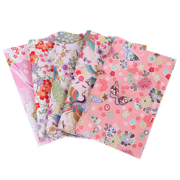 QIFEI Japanese Style Fabric Squares 25x20cm Fabric Bundle Squares Patchwork,  Wrapping Cloth Quilting Fabric Bundles for DIY Patchwork Sewing Supplies  21# (5pcs) 
