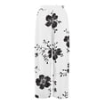 thumbnail image 3 of WTOBBY Women's Casual Wide Leg Pants with Stretch Belt Floral Print Pockets and Adjustable Tie Design for a Comfortable Lightweight Summer Outfit ,White 2XL, 3 of 6