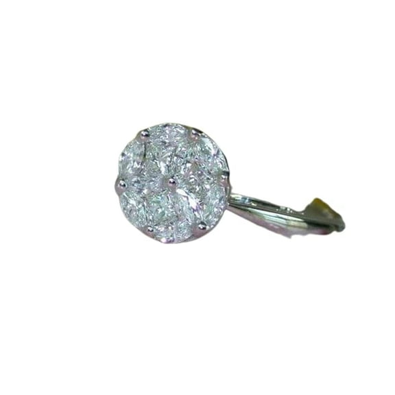 HeartsAndYou 4ct Marquise Princess Cut Moissanite Cluster Engagement Ring for Women 18k White Gold over Silver Stylish