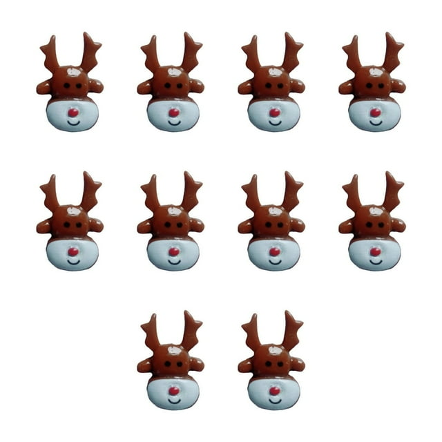 10Pcs Christmas Resin Accessories Compact Cartoon Design Adorable DIY Random Styles Holiday Decorations for Phone Cases Stockings