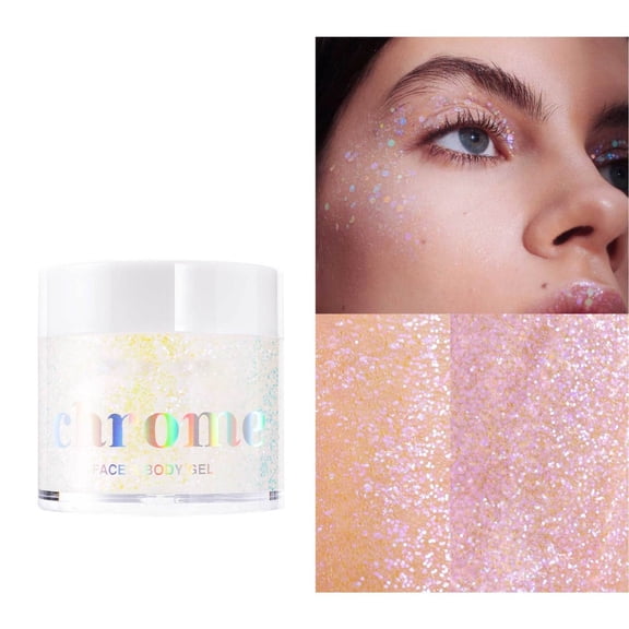 Facial Highlighter Glitter, Eyeshadow 01, 1 Bottle - Body Flash Gel Suitable for Body Hair and Lips. Color Changing Flash Gel Under Light. Vegetarianism and Cruel Freedom, Easter M Makeup Organizers