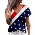 thumbnail image 1 of Blusa de camiseta informal con estampado de manga corta y cuello en V de verano para mujer a la moda Fridja  bn7212, 1 of 5
