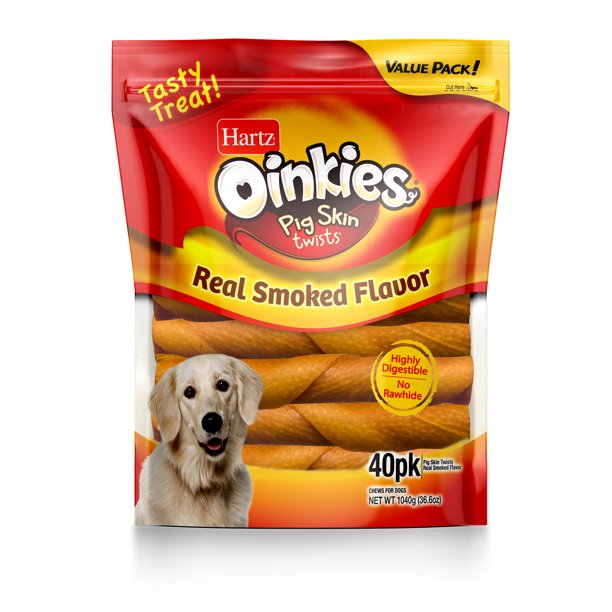 Hartz Oinkies RawhideFree Pig Skin Twists Real Smoked Flavor Dog