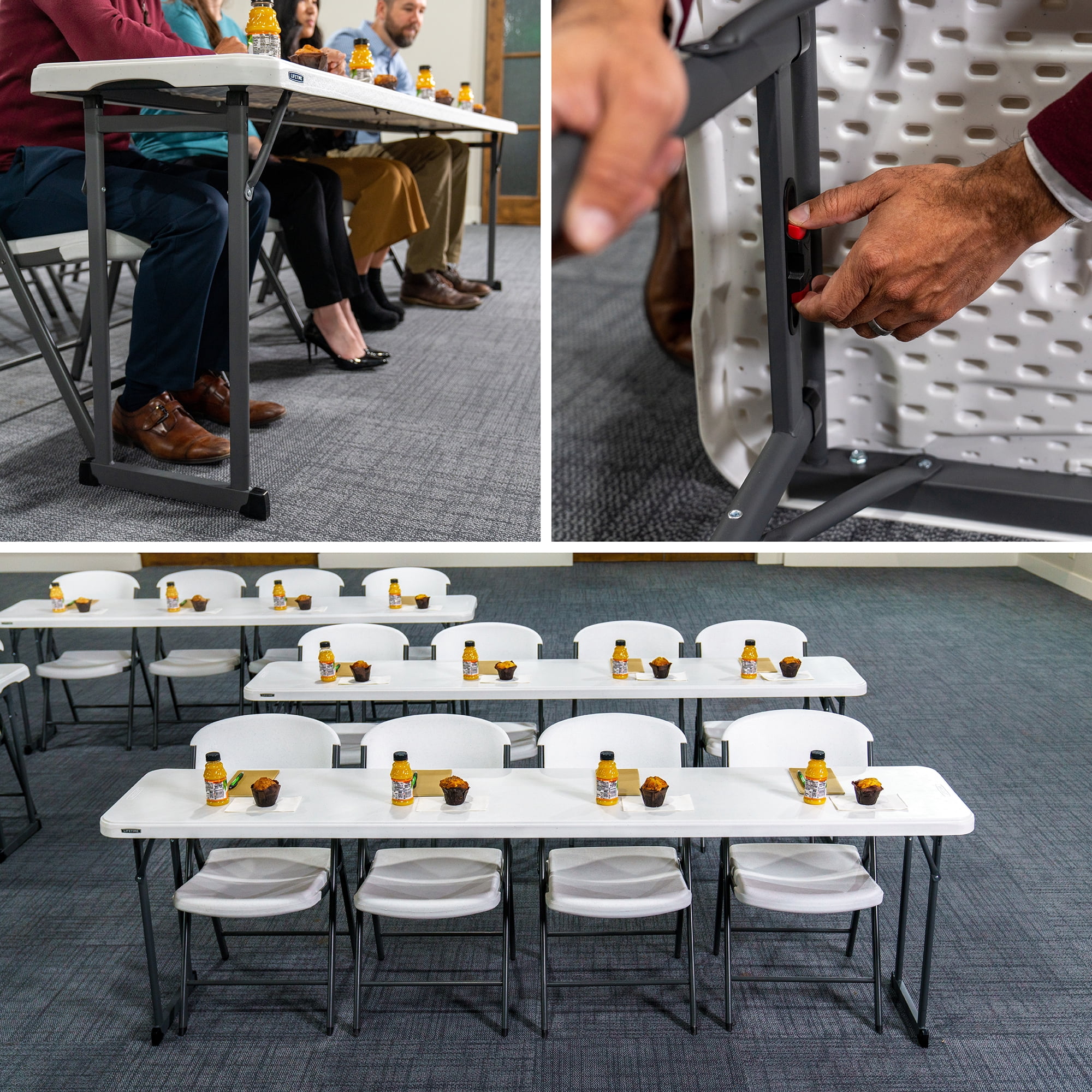 Lifetime 8 Foot Seminar Rectangle Table, Indoor/Outdoor Commercial Grade, White Granite, (80930)