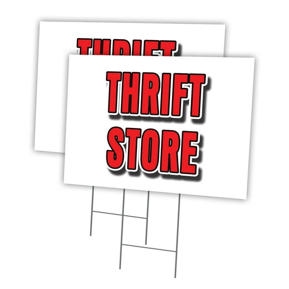 THRIFT STORE 2 Pack Of 12" x 16" Yard Sign & Stake | Advertise Your Business | Stake Included Image On Front Only | Made in The USA