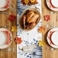thumbnail image 4 of Blue Pumpkins Falll Cotton Linen Rectangle Table Runners 13"x60", Seasonal Thanksgiving Maple Leaf Coffee Table Runner Dresser Scarves Luxury Table Runners for Wedding Party Banquet Dinner Decor, 4 of 8