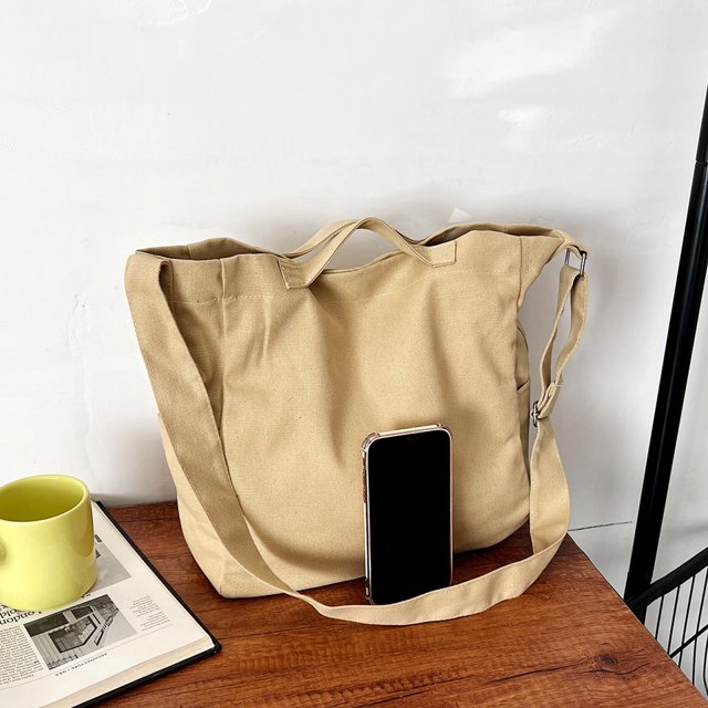 Bolsa De Hombro Bolso de hombro portátil de lona Bolso de mensajero puro de gran capacidad (Caqui) Likrtyny Para Estrenar
