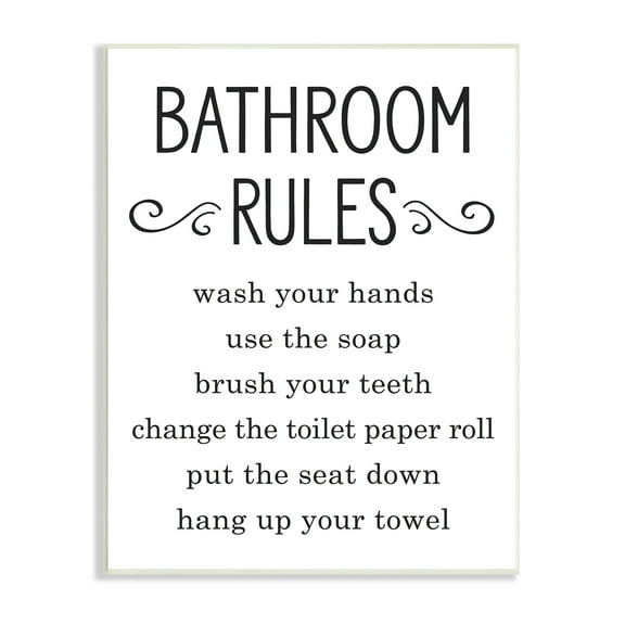 Stupell Industries Minimal Bathroom Rules Sign Good Family Hygiene, 13 x 19, Designed by Lettered and Lined