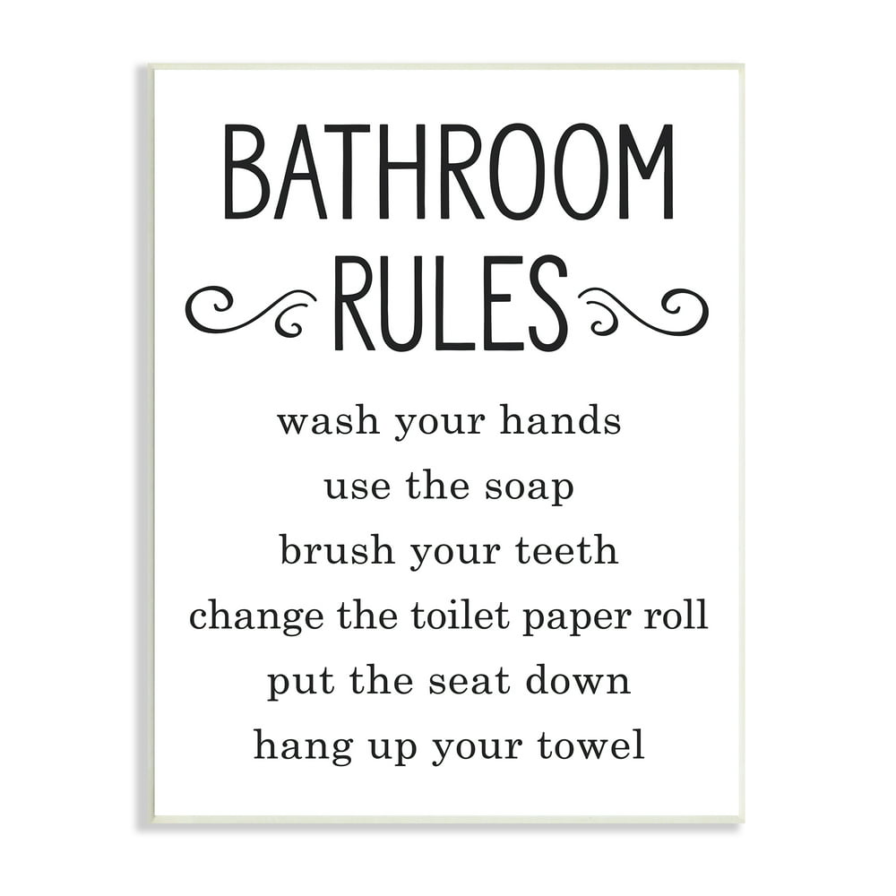 Stupell Industries Minimal Bathroom Rules Sign Good Family Hygiene, 13 ...