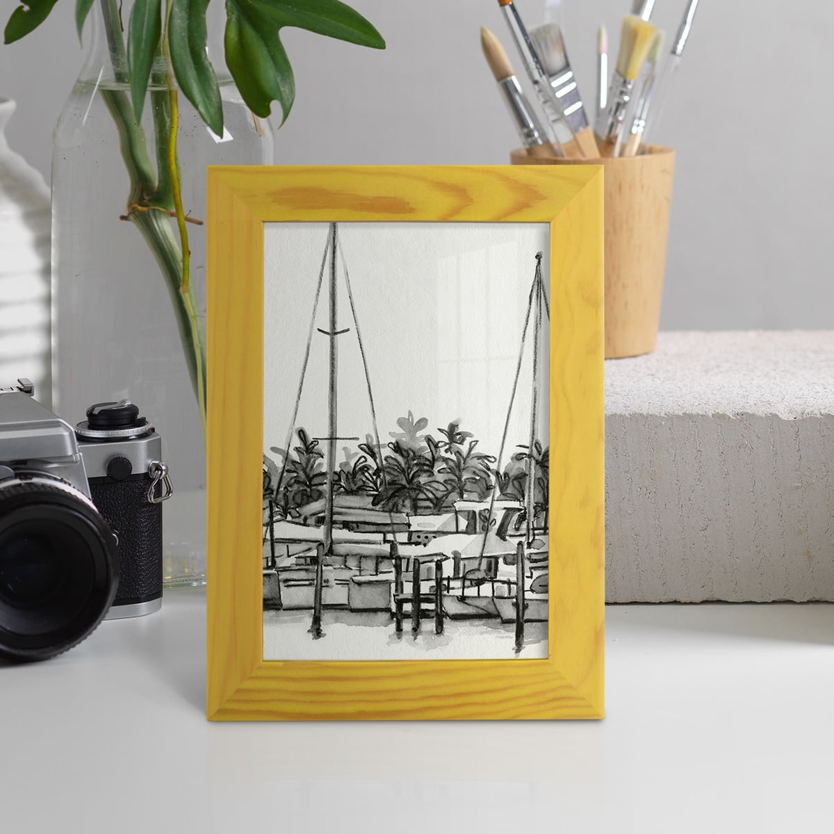 Neutral Tropics II - Framed Print w/glass - Sunflower Yellow
