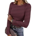 thumbnail image 2 of Sexlip Women Long Sleeve Shirts Rib Knit Slim Fit Tops Basic Tee Fall Outfits Casual T-Shirt Underscrubs Layer Clothes Red XXL, 2 of 8