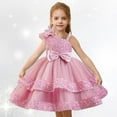 thumbnail image 2 of Girls' Dresses Children V Neck Solid Color Mesh Dress Stylish Cute Dresses Party Evening Wedding Princess Dress Size 3 Y-4 Y, 2 of 5