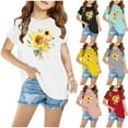 thumbnail image 2 of Zwiiyzr Toddler Kids Boys Girls Cotton Shirts for 3-10 Years Trendy Cute Round Neck Print Tee Short Sleeve Top Pink, 2 of 6